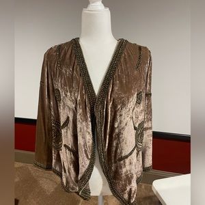 Parker Brown Velvet Jacket with Beaded Details